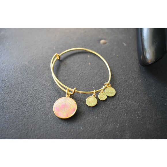 ALEX AND ANI 2017 Gold-Tone Charm Bracelet, Peace Love Music Boho (7.5") - Picture 8 of 13